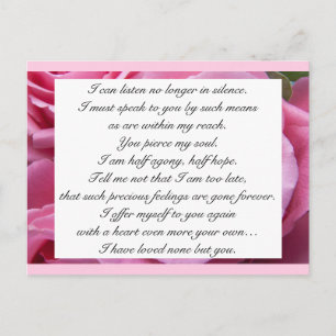 Carte Postale Romantique Blush Rose Floral Jane Austen Love Cita