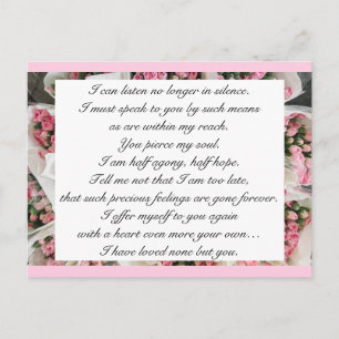Carte Postale Romantique Blush Rose Floral Jane Austen Love Cita
