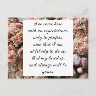 Carte Postale Romantique Blush Rose Floral Jane Austen Love Cita