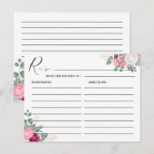 Carte Postale Romantique Bourgogne Blush Rose Floral Mariage Rec (Devant / Derrière)