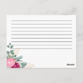 Carte Postale Romantique Bourgogne Blush Rose Floral Mariage Rec (Dos)