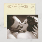 Carte postale romantique Couple de baiser (Devant / Derrière)