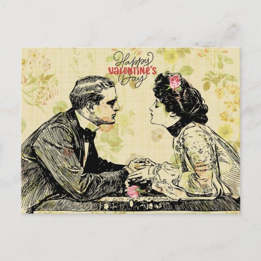 Carte Postale Romantique Couple victorien Saint Valentin (Devant)
