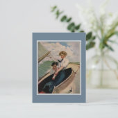 Carte Postale Romantique couple vintage, voile (Debout devant)