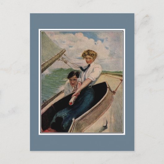 Carte Postale Romantique couple vintage, voile (Devant)