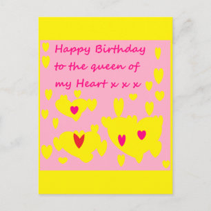 Carte postale romantique d'anniversaire rose et ja