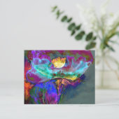 Carte Postale Romantique élégant violet turquoise peinture de fl (Debout devant)