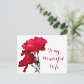 Carte Postale Romantique Happy Valentine rouge fleurs de rose fl (Debout devant)
