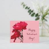 Carte Postale Romantique Happy Valentine rouge fleurs de rose fl (Debout devant)