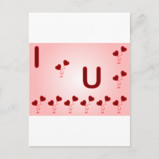 Carte Postale Romantique I Love You illustration avec des coeurs
