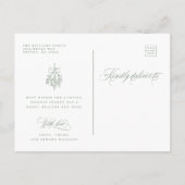 Carte Postale Romantique Joyeux Noël Script Silencieux Vert Sage (Dos)