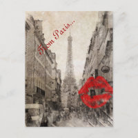 romantique Lèvres rouges Kiss J'aime paris tour ei