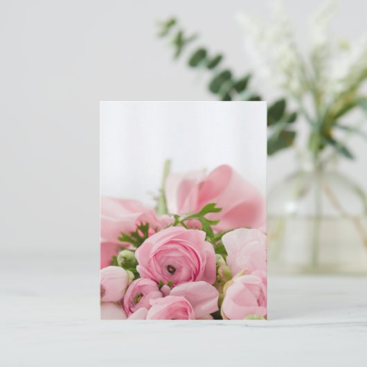 Carte Postale Romantique Mariage Love Soft Rose Flower Bouquet (Debout devant)