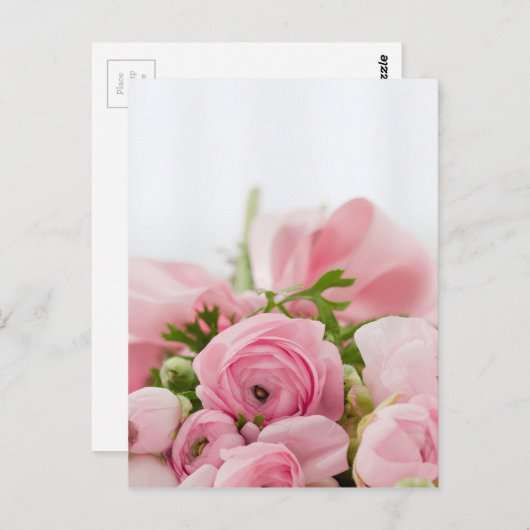 Carte Postale Romantique Mariage Love Soft Rose Flower Bouquet (Devant / Derrière)