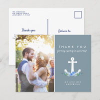 Carte Postale Romantique Mariage Nautique Merci