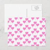Carte Postale Romantique Motif de ballons de coeur rose. (Devant / Derrière)