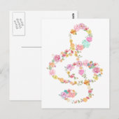 Carte Postale romantique musique florale (Devant / Derrière)