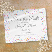 Carte Postale Romantique Rainbow Confetti Enregistrer la date