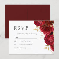 Romantique Red Roses Mariage feuille or