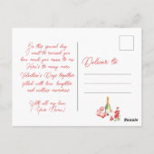 Carte Postale Romantique Saint Valentin Champagne Roses & Coeurs (Dos)