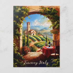 Carte Postale Romantique Toscane Vallée Peinture Italie Travel A
