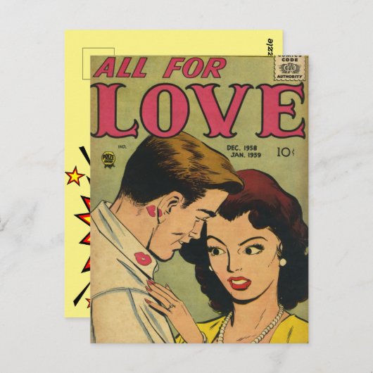 Carte postale romantique vintage (Devant / Derrière)