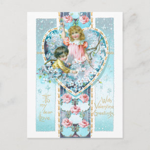 Carte Postale Romantique Vintage Floral Valentine