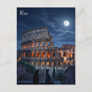 Carte Postale Rome Colosseum chats la nuit