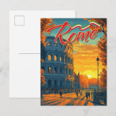 Carte Postale Rome, Italie : Aventure de voyage au Colisée (Devant / Derrière)