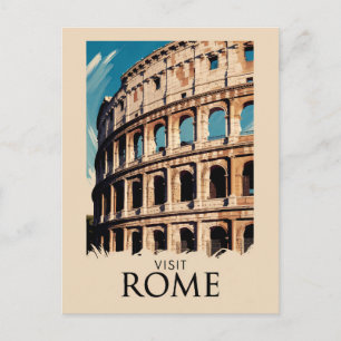 Carte Postale Rome Italie Colisée Illustration Art de Voyage