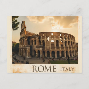 Carte Postale Rome Italie Colisée Voyage Art Vintage