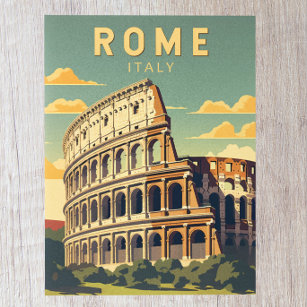 Carte Postale Rome Italie Colisée Voyage Art Vintage