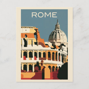 Carte Postale Rome Italie Vintage Colisée Vatican Travel
