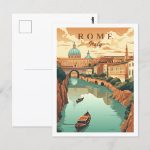 Carte Postale Rome Italie Vintage Lieu de Voyage célèbre