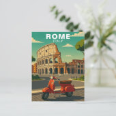 Carte Postale Rome Italy Ancient Colosseum & Retro Scooter (Debout devant)