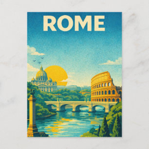 Carte Postale Rome Italy Retro Travel Postcard