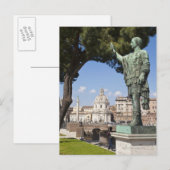 Carte Postale Rome, le Forum, statue de César (Devant / Derrière)