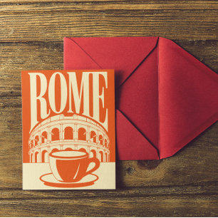 Carte Postale Rome Minimaliste Italie Colisée Voyage Art