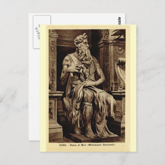Carte Postale Rome, Moïse, par Michaël Angelo (Devant / Derrière)