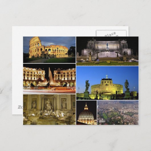 Carte postale Rome Monuments, Italie (Devant / Derrière)