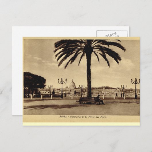 Carte Postale Rome, Panorama avec Saint Pierre (Devant / Derrière)