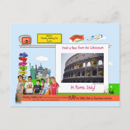 Carte Postale Rome ! Un petit coup d'oeil au Colisée ! (Devant)