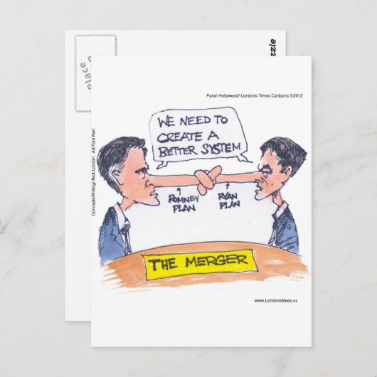 Carte Postale Romney Ryan Pinocchio Fusionner Drôle Cadeaux Et T (Devant / Derrière)