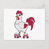 Carte Postale Rooster à Patinage en ligne avec Roller skates (Devant)