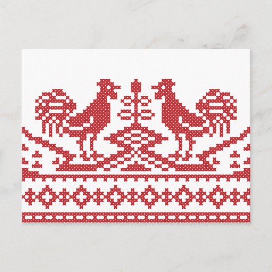 Carte Postale Rooster cross-stitch (Devant)
