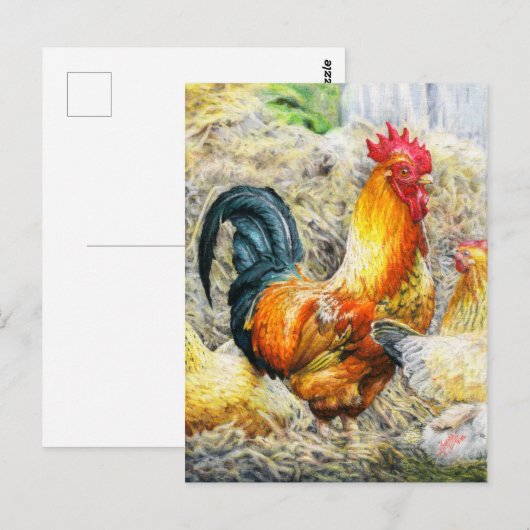 Carte Postale Rooster Fière (Devant / Derrière)