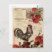 Carte Postale Rooster vintage (Devant / Derrière)