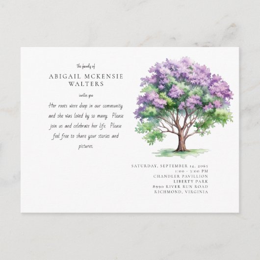 Carte Postale Roots profonds Arbre rose Célébration de la vie (Devant)