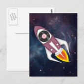 Carte Postale Roquette de musique violette dans l'espace (Devant / Derrière)