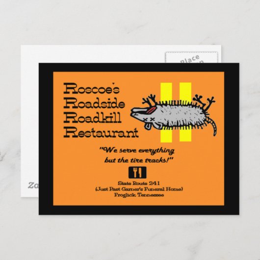 Carte Postale Roscoe's Roadside Roadkill (Devant / Derrière)